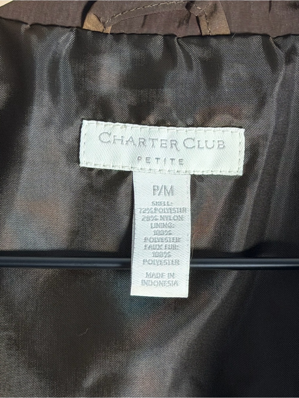 Charter Club Petite Brown Faux Fur Lined Puffer Vest P/M - Picture 2 of 4